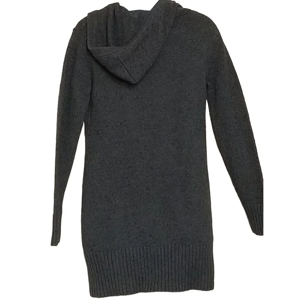 Hoodie Sweater Womens M Lamb Blend Long Sleeve Slub Cable Knit Charcoal - Picture 4 of 14